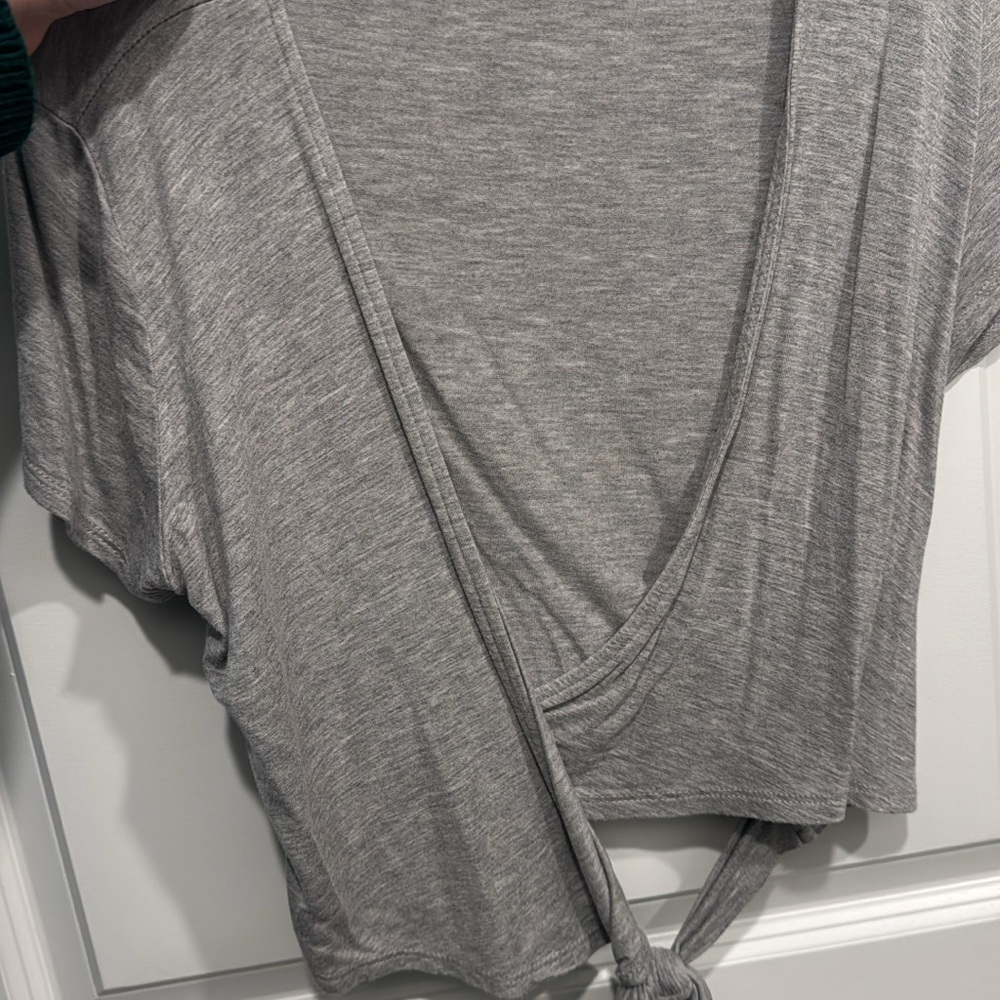 Chic Heather Gray Tie Front Top